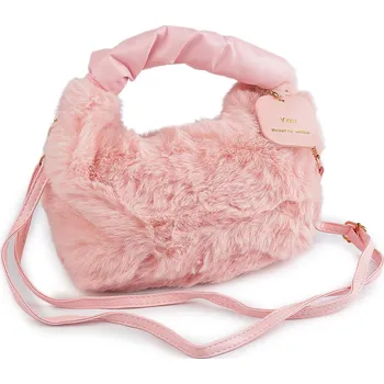 Kabelka Kožešinová kabelka 24x21 cm, střední, 3 růžová sv.