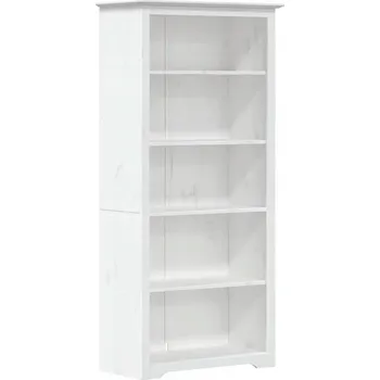 Knihovna Knihovna BODO 5 polic, bílá, masivní borovicové dřevo, 82 x 40 x 173 cm