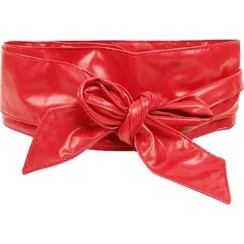 Opasek Dámský široký pásek z umělé kůže Červený