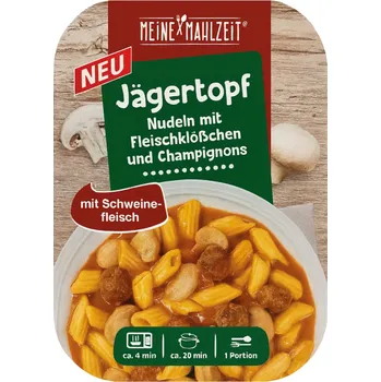 Meine Mahlzeit Myslivecký hrnec s nudle s masovými kuličkami a žampiony 300 g - originál z Německa