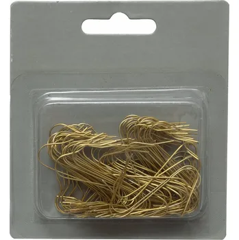 Vánoční dekorace HÁČKY NA ZAVĚŠENÍ VÁNOČNÍCH OZDOB KOVOVÉ ZLATÉ 100 KUSŮ 8 CM