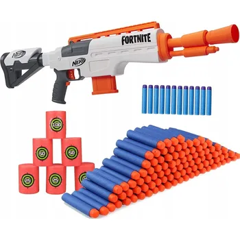 Dětská zbraň PISTOLE NERF FORTNITE AUTOMATICKÁ PUŠKA IR E9392 SADA + 50 ŠIPEK + TERČE