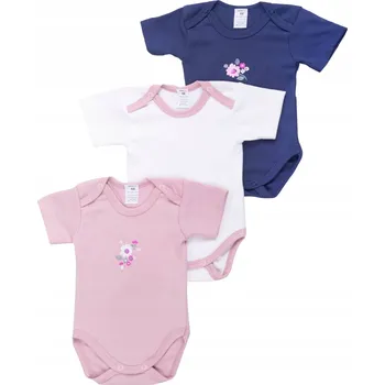 Kojenecký body BODY KOJENECKÉ DÍVČÍ KRÁTKÝ RUKÁV KVĚTINY bílé růžové 3-BALENÍ YOCLUB 62