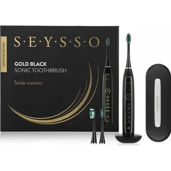 Elektrický zubní kartáček Sonický kartáček SEYSSO GOLD BLACK na zuby + 3 hlavice