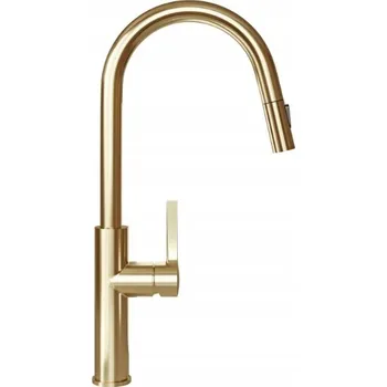 Vodovodní baterie Kuchyňská baterie s vytahovací sprchou Divio GLOBALO zlatá matná