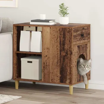 Organizace kuchyně vidaXL Kočičí dům Staré dřevo 72 x 42.5 x 70 cm kompozitní dřevo