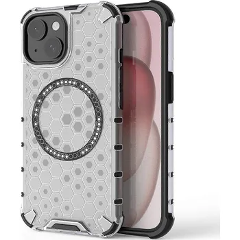 Pouzdro na mobilní telefon Techsuit – HoneyComb Shield MagSafe – iPhone 15 – bílá