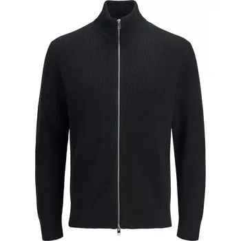 Pánský svetr Velký pánský propínací svetr se stojáčkem Jack & Jones 12284612 černý (5XL)