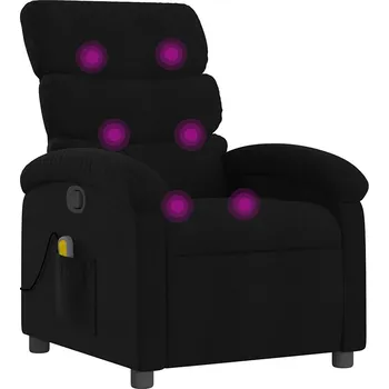 Křeslo Masážní křeslo rozkládací - 6bodová vibrační masáž, černé, 70x92x9 cm