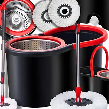 mop ROTAČNÍ MOP NA PODLAHU 360 TURBO + 2 NÁHRADNÍ HLAVICE Z MIKROVLÁKNA A KYBLÍK