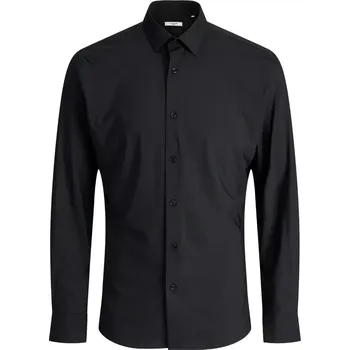 Pánská košile Velká elastická pánská košile s dlouhým rukávem hladká – Jack & Jones 12283532 černá (5XL)