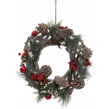 Vánoční dekorace VÁNOČNÍ VĚNEC S ŠIŠKAMI na dveře Ø 30 cm