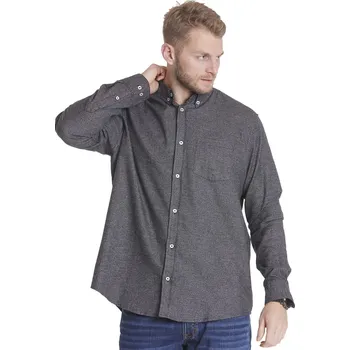 Pánská košile Pánská velká košile s jemným melanžovým vzorem s dlouhým rukávem North 56°4 33143-0580 tmavě šedá (5XL)