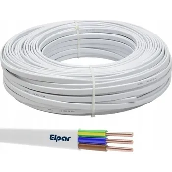 elektrický kabel Kabel CYKY 3x2,5 450/750V plochý bílý ELPAR BALENÍ 25 METRŮ