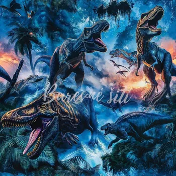 Úplet, Nebezpeční dinosauři modrá (E) (Top kvalitní úplet Bella digitisk)