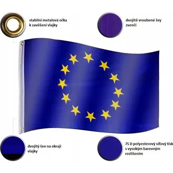 Obraz VLAJKA EVROPSKÉ UNIE 120x80 CM NA STĚŽEŇ