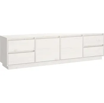 Televizní stolek Bílá TV skříňka z masivního borovicového dřeva 176 x 37 x 47,5 cm