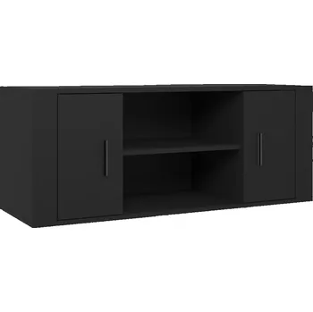 Obývací pokoj Černá skříňka pod TV 100x35x40 cm se 4 komorami a dvířky