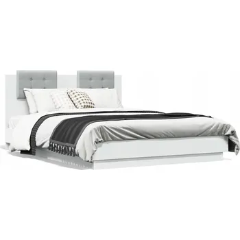 Postel Postel s čelem bílá 120x190 cm, světle šedý polštář