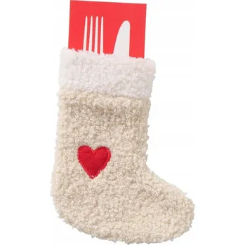 Příbor POUZDRO KAPSA NA PŘÍBORY NA VÁNOCE BÉŽOVÁ VÁNOČNÍ PONOŽKA NA STŮL