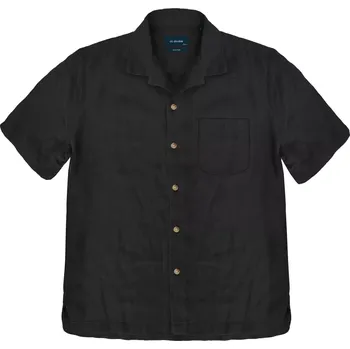 Pánská košile Velká pánská lněná košile s krátkým rukávem Double GS-5055 černá (5XL)