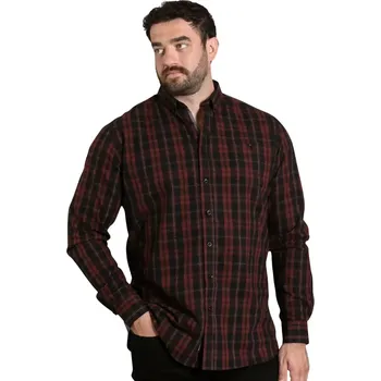 Pánská košile Velká pánská kostkovaná košile s dlouhým rukávem Duke D555 Horsham červeno-černá (5XL)