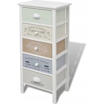 Komoda Dřevěná skříňka ve francouzském venkovském stylu, 38x28x86,5 cm, barevné zásuvky