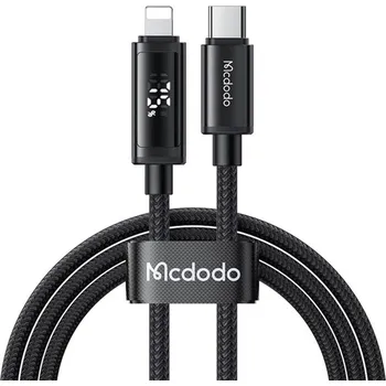 Mcdodo – datový kabel (CA-7990) – USB-C na Lightning, duální LED displej, 36W, rychlé nabíjení, 1,2m – černý