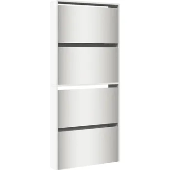 Botník Bílá botník se 4 policemi 63 x 17 x 134 cm, lesklá