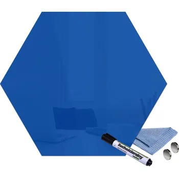 Kancelářský nábytek Glasdekor Magnetická skleněná tabule hexagon 40x34,5cm Barva: Dopravní modrá RAL5017, Rozměr V/Š: 40x34,5cm