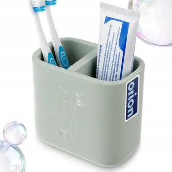Držák na kartáček Kelímek do KOUPELNY zelený dělený organizér na kartáčky a zubní pastu