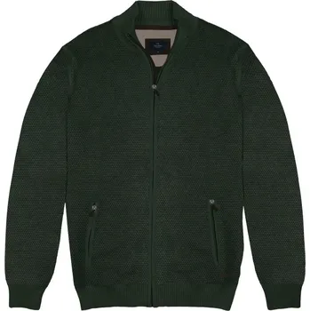 Pánský svetr Velký pánský propínací svetr se stojáčkem Double Urban Outfitters KNIT-8024 tmavě zelený (5XL)