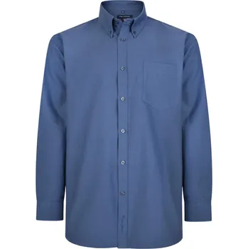 Pánská košile Velká pánská hladká košile s dlouhým rukávem Kam 664 tmavě modrá (5XL)