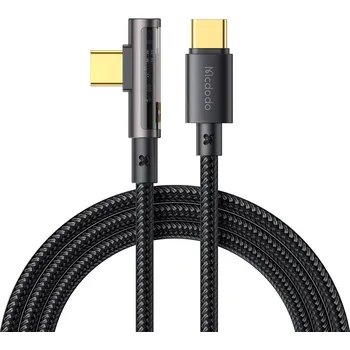 Mcdodo – datový kabel (CA-3400) – USB-C na USB-C, 90stupňový design, 100W, transparentní design, 5A, 1,2m – černý