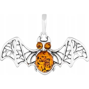 Přívěsek NETOPÝR velký stříbrný prolamovaný přívěsek JANTAR