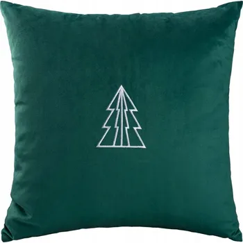Povlak na polštářek Dekorační povlak na polštář 43x43 cm, měkký VELVET, výšivka vánočního stromku
