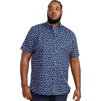 Pánská košile Duke D555 Hackford pánská velká vzorovaná košile s krátkým rukávem tmavě modrá (3XL)