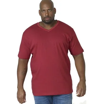 Pánské tričko Velké tričko Duke D555 Signature s výstřihem do V bordó (3XL)