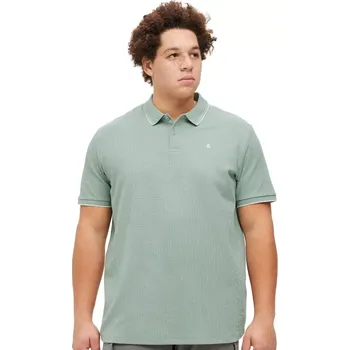 Pánské tričko Velká pánská polokošile s límcem Jack & Jones 12274980 světle zelená s bílými vložkami na límci (7XL)