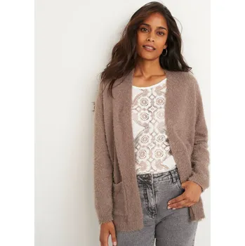 Dámský svetr Dlouhý svetr s chlupem hnědošedá 46/48