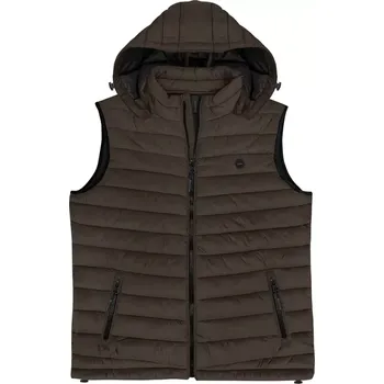 Pánská vesta Velká pánská prošívaná vesta s kapucí Double Urban Outfitters SMJK-2046 hnědá (9XL)