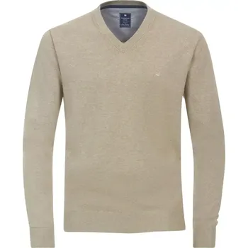 Pánský svetr Velký pánský svetr přes hlavu s výstřihem do V Redmond 600-212 béžová (4XL)