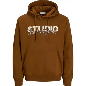 Pánská mikina Velká pánská mikina přes hlavu s kapucí Jack & Jones 12285588 hnědá (7XL)