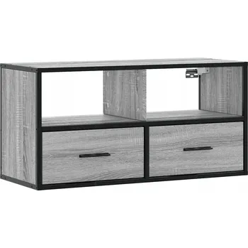 Televizní stolek TV stolek kov/dřevo 80x31x39,5 cm šedý/dub sonoma