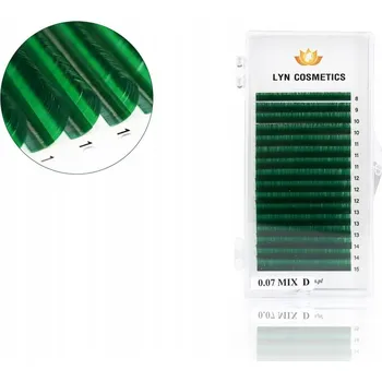 Umělé řasy Barevné jednotlivé řasy pro prodlužování zelené D-0,07 mix #0663-02