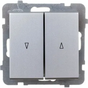 vypínač Žaluziový vypínač pod omítku Ospel stříbrný ŁP-7R/m/38