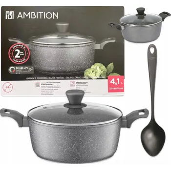 Hrnec AMBITION HRNEC s mramorovou poklicí 24 cm 4 l INDUKČNÍ MÍCHACÍ LŽÍCE FISKARS
