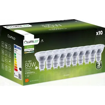 Žárovka 10x LED žárovka GU10 reflektor 8W = 80W 650lm 4000K 36° stmívatelná LUMILED