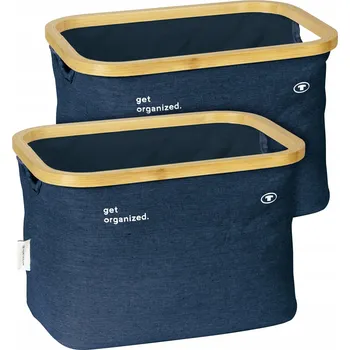 Obraz SKLÁDACÍ ÚLOŽNÉ KOŠE POLYESTER TMAVĚ MODRÉ 26X38X26 CM 2 KS