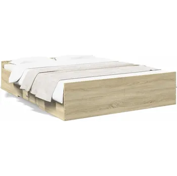 Postel Rám postele se zásuvkami dub sonoma 203x153x40 cm
